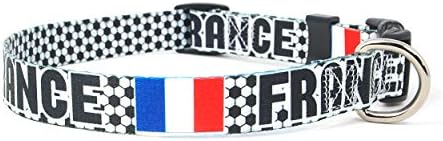 צווארון כלבים | כדורגל | Futbol | דגל צרפת | Xtra גדול, גדול, בינוני, קטן, קטן במיוחד | תוצרת ארהב | מתנה לאוהדי הכדורגל הצרפתים